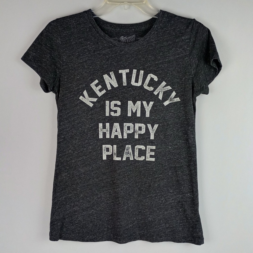 Retro Brand Womens M Gray Kentucky Is My Happy Place Graphic Tee Tshirt